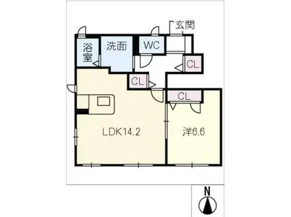 リーフガーデンハイツA棟(1LDK/1階)の間取り写真