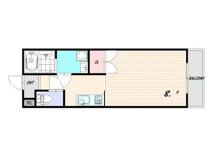 エハコ板宿ヒルサイド(1K/2階)の間取り写真