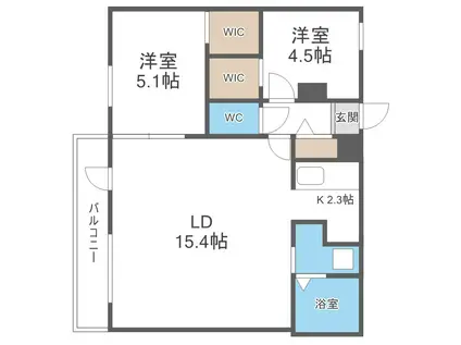 TS COURT ウエスト13(2LDK/3階)の間取り写真