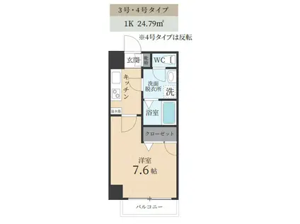 グランドゥール住吉・壱番館(1K/9階)の間取り写真