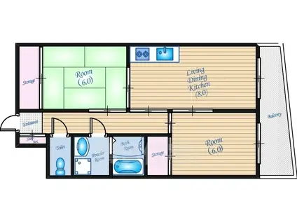 エトワール観音(2LDK/2階)の間取り写真