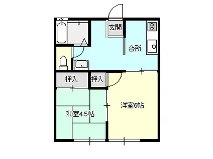 ネオハイツ鹿島(2K/1階)の間取り写真