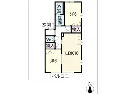 ソレーユS(2LDK/1階)の間取り写真