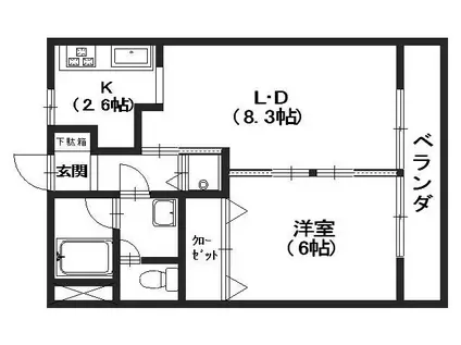 大宮コーポラス(1LDK/2階)の間取り写真