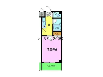 学園町1番館(1K/2階)の間取り写真