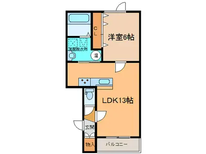 アルドゥール(1LDK/2階)の間取り写真
