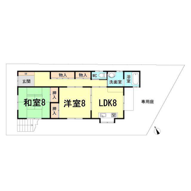 五宮町アパート(2DK/1階)の間取り写真