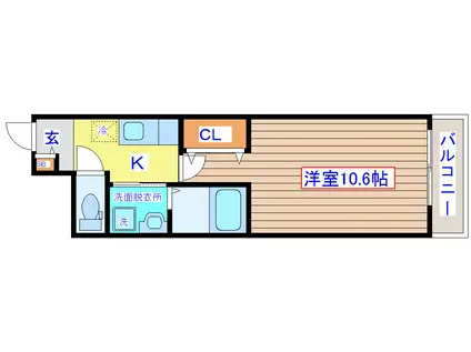 クレストV(1K/1階)の間取り写真