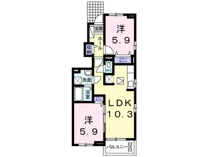 ルミナスしまだII(2LDK/1階)の間取り写真