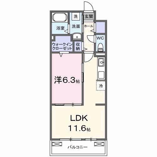 ベルヒルズノース(1LDK/2階)の間取り写真