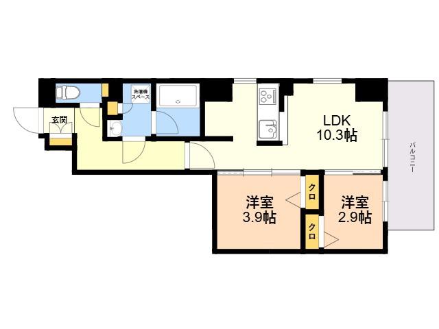 MODERN PALAZZO博多BAY(2LDK/8階)の間取り写真