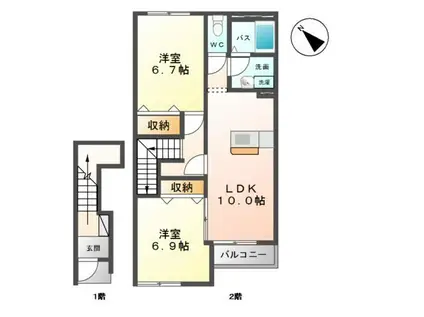 クレール・アンジュ(2LDK/2階)の間取り写真
