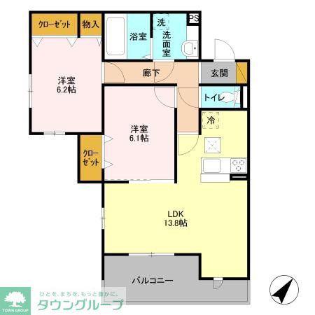 ベラヴィスタ蘇我(2LDK/1階)の間取り写真