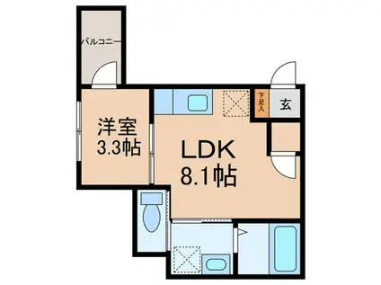 ARTE久留米(1LDK/3階)の間取り写真