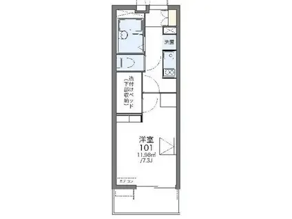 レオパレスエルムトゥプ(1K/1階)の間取り写真