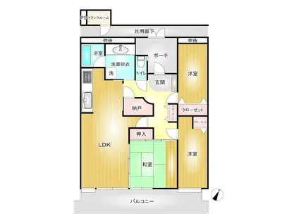 T-ONE MIYAHARA ウエスト B(3SLDK/3階)の間取り写真