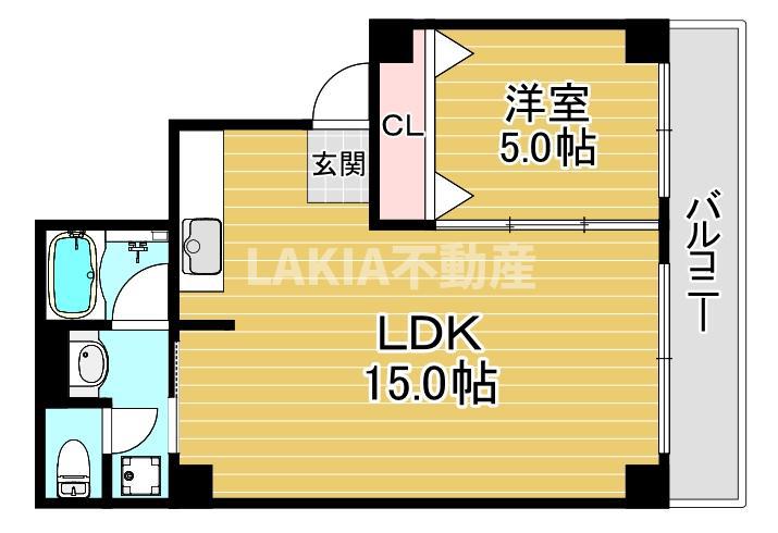 STORK APARTMENT 南堀江(1LDK/6階)の間取り写真