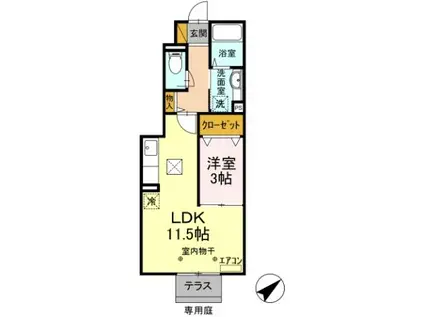 ルミエール(1LDK/1階)の間取り写真