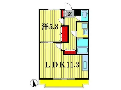 クレメント駒木C(1LDK/1階)の間取り写真