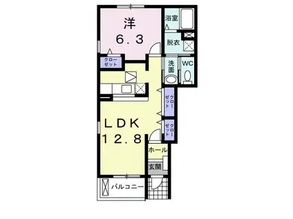 グラン・アンジュA(1LDK/1階)の間取り写真