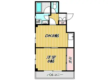 ドミール港洋(3DK/2階)の間取り写真