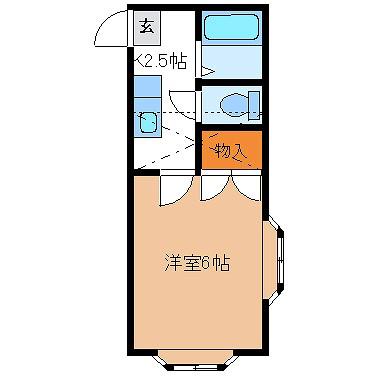 ホワイトキャッスル35番館(1K/2階)の間取り写真