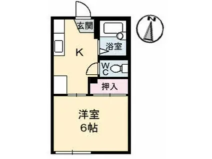 クレセント倉田(1K/1階)の間取り写真