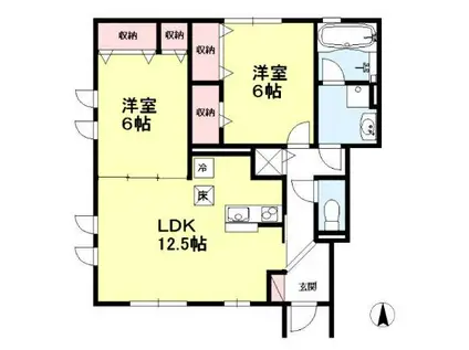 コモレビ大蔵C棟(2LDK/1階)の間取り写真
