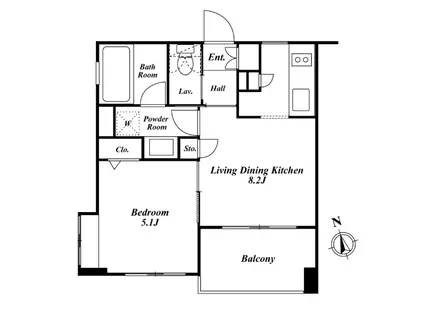 プレミアステージ麻布十番(1LDK/2階)の間取り写真
