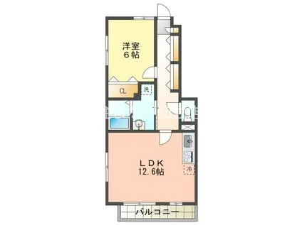 アンプルール リーブル SOLEADOII(1LDK/1階)の間取り写真