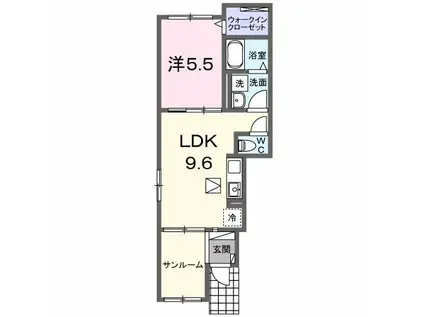 ラ・エスペランサ(1LDK/1階)の間取り写真