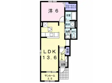 エヌレジデンスV(1LDK/1階)の間取り写真