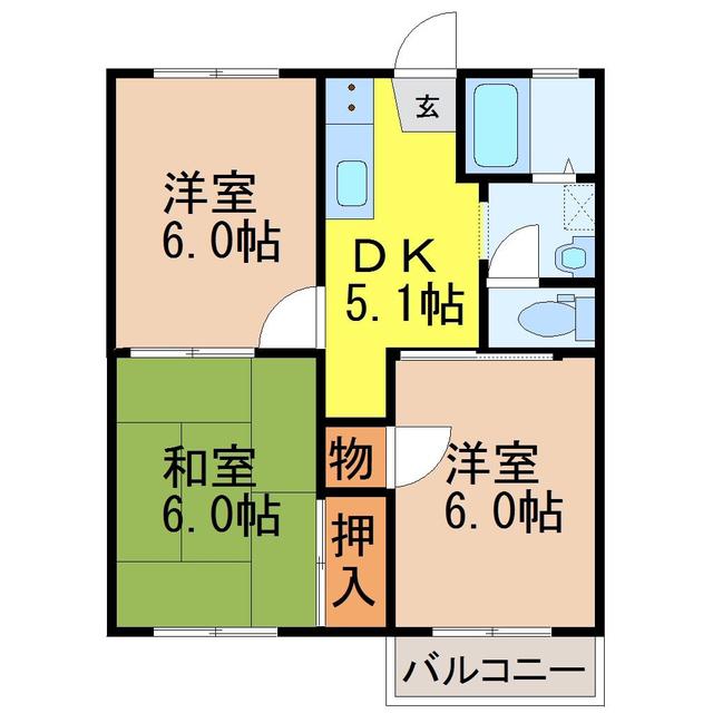 泉コーポB(3DK/2階)の間取り写真