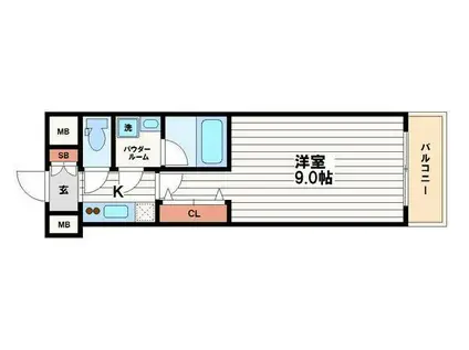 セイル淀屋橋(1K/9階)の間取り写真