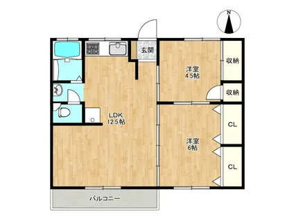 コーポ善法寺(2LDK/2階)の間取り写真