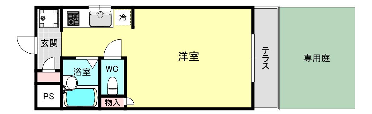 パラツィーナ甲子園口I(ワンルーム/1階)の間取り写真
