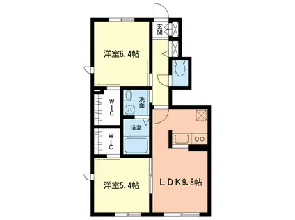 イルマーレ茅ヶ崎(2LDK/1階)の間取り写真