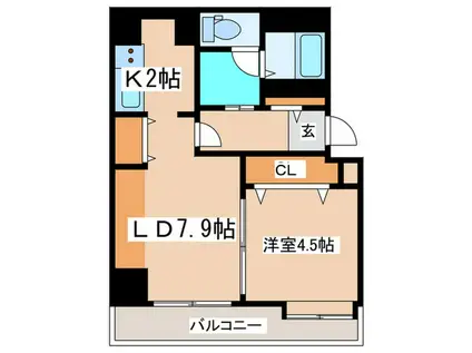 ピュア東彩館(1LDK/5階)の間取り写真