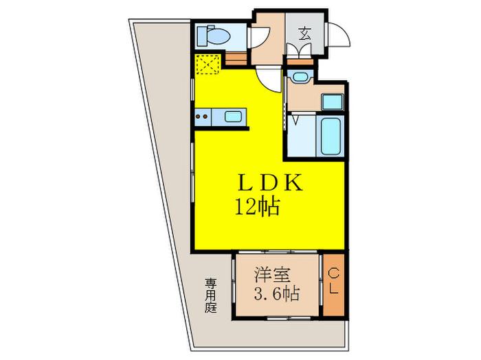 PROSPER ALBION(1LDK/1階)の間取り写真