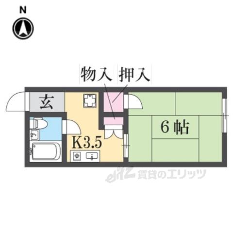 アメニティハイム香里(1K/2階)の間取り写真