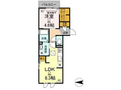 ROCKA(1LDK/1階)の間取り写真