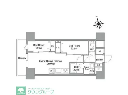 コンフォリア・リヴ南砂町イースト(2LDK/9階)の間取り写真