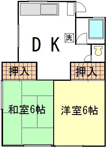 インベストメント南矢名(2DK/2階)の間取り写真