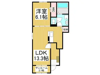 ミニヨン(1LDK/1階)の間取り写真