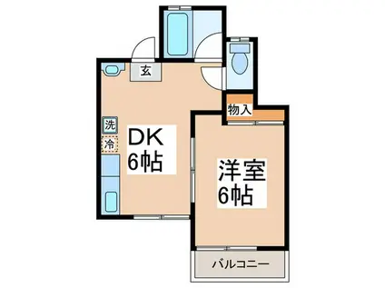 海老名国分パークハイツ弐番館(1DK/1階)の間取り写真