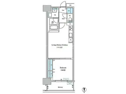 グランセジュール大国町(1LDK/6階)の間取り写真
