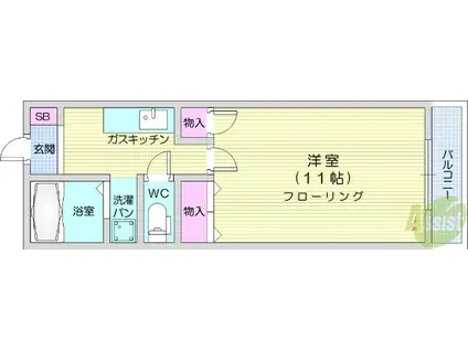 ベルメゾンMIYAZAKI(1K/1階)の間取り写真