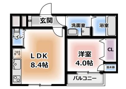 STAR MAISON 寝屋川(1LDK/3階)の間取り写真