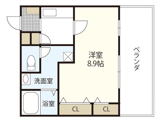 フォブール本町(1K/1階)の間取り写真