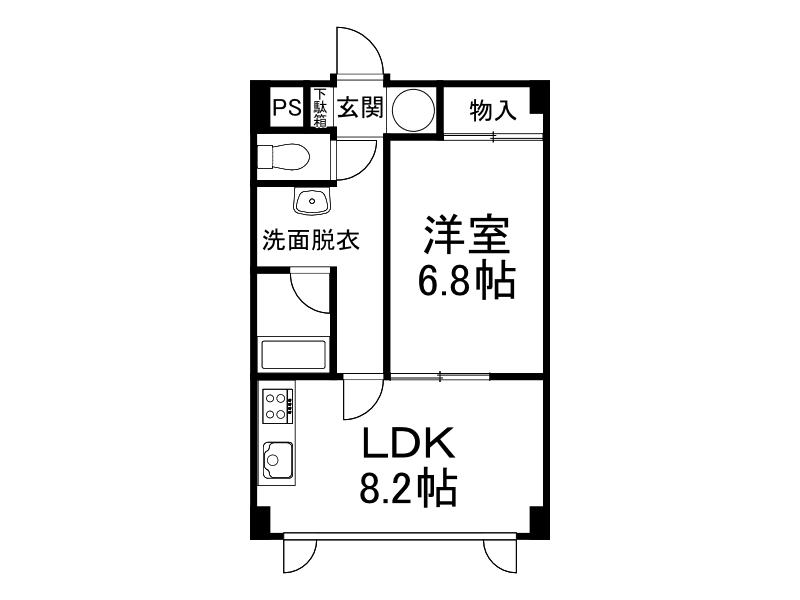 STビル(1DK/3階)の間取り写真